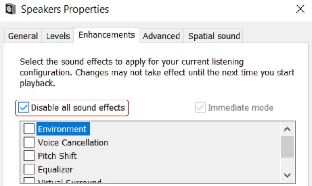 disable sound effects